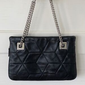 Calvin Klein Leather Bag |Calvin Klein Quilted Black Leather Bag |Chain Shoulder